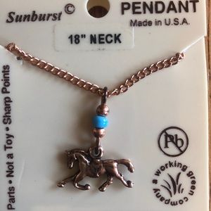 Copper colored horse necklace